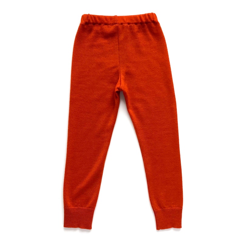 Leggings 100% Merino wool 98/104 rust orange upcycling wool pants for children Longie slim jogging pants image 2