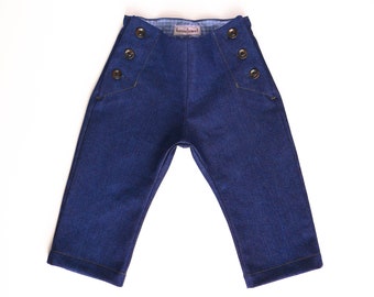 Sailor pants size 80 denim blue upcycling pants with buttons festive baby pants