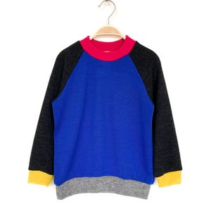 Wool sweater size 110 color variations / Upcycled children&#39;s sweater 100% merino wool / Raglan sweater for children 5 years / kronjuwel sweater