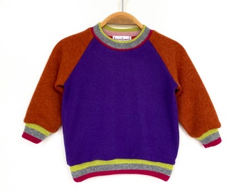 Suéter 100% Cashmere Size 80 púrpura/naranja Upcycling