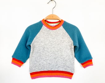 Sweater cashmere/wool 74/80 gray petrol orange upcycling baby sweater wool sweater cashmere sweater