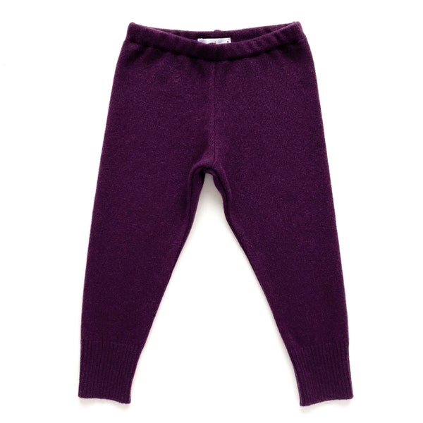 Leggings 100% Kaschmir 86/92 violett Upcycling Kaschmirhose für Kinder Longie Strickhose