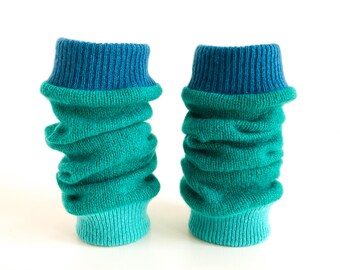 Scaldamuscoli per neonati dai 6 mesi, 100% cashmere, giallo, turchese, blu / Scaldamuscoli riciclati per neonati e bambini / Scaldamuscoli
