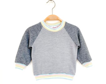 Wool sweater 74/80 grey pastel upcycling baby sweater made of wool