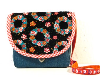 Kindergartentasche Jeans + bunt gemustert Upcycling Kindertasche