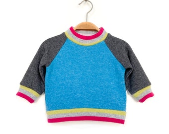 Baby sweater, 100% cashmere, 68/74, turquoise grey, upcycling, cashmere sweater for babies