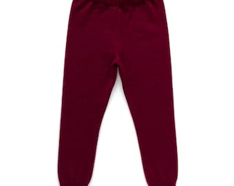 Leggings size 98/104 burgundy 100% merino wool upcycled wool trousers for children