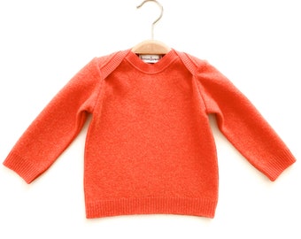 Baby sweater made of 100% cashmere in 74/80 orange upcycling long-sleeved shirt cashmere sweater slip-on sweater