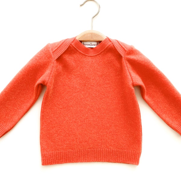 Baby sweater made of 100% cashmere in 74/80 orange upcycling long-sleeved shirt cashmere sweater slip-on sweater