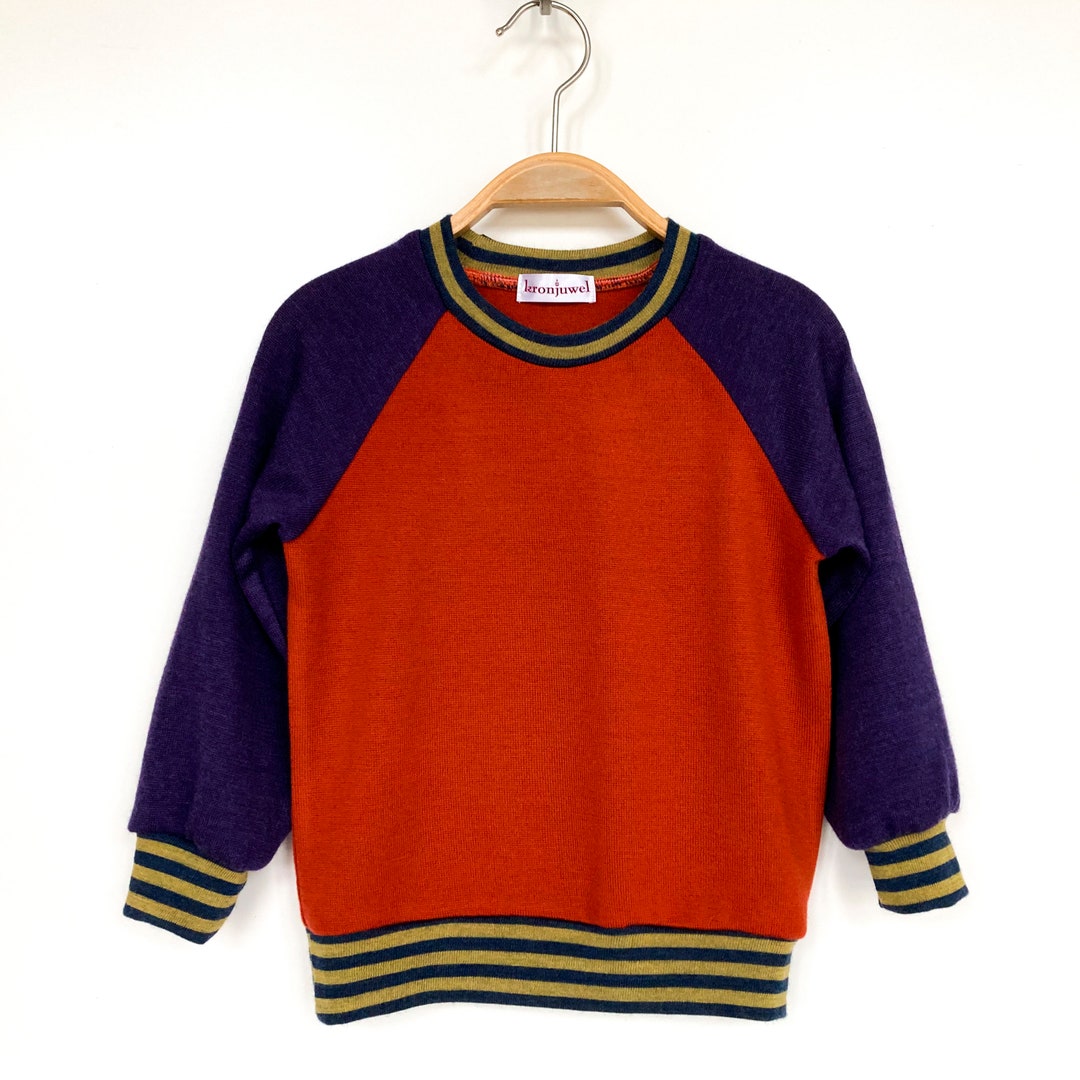 Children's Sweater 100% Merino Wool Size 98 Rust Orange Violet ...