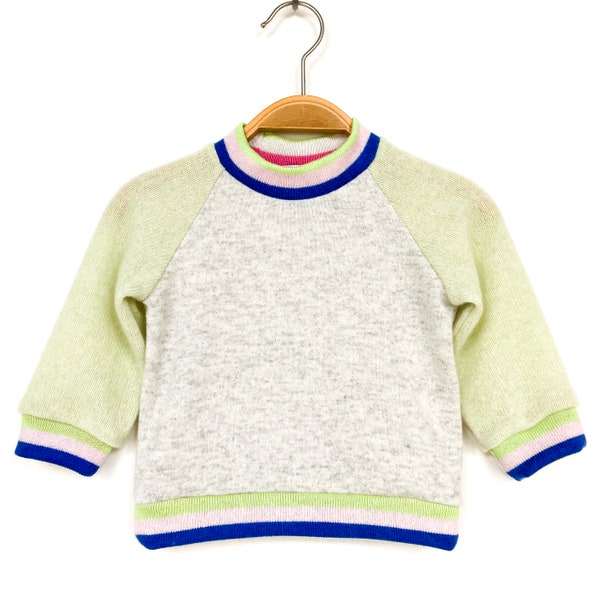 Baby sweater made of cashmere size 74 light green/light gray Upcycled cashmere sweater for babies