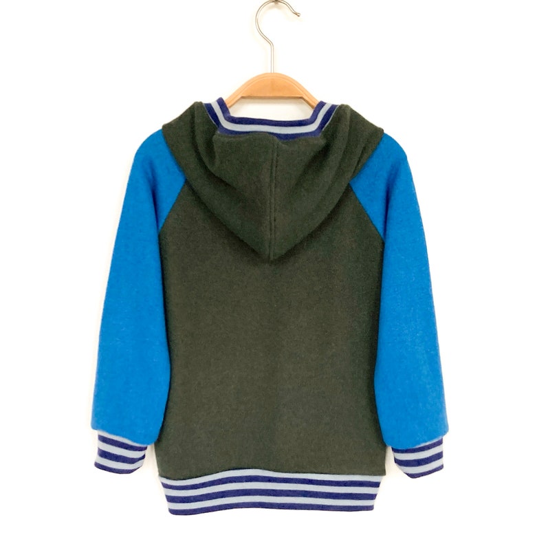 Children's sweater size 110 cashmere silk merino wool blue green upcycling hoodie image 2