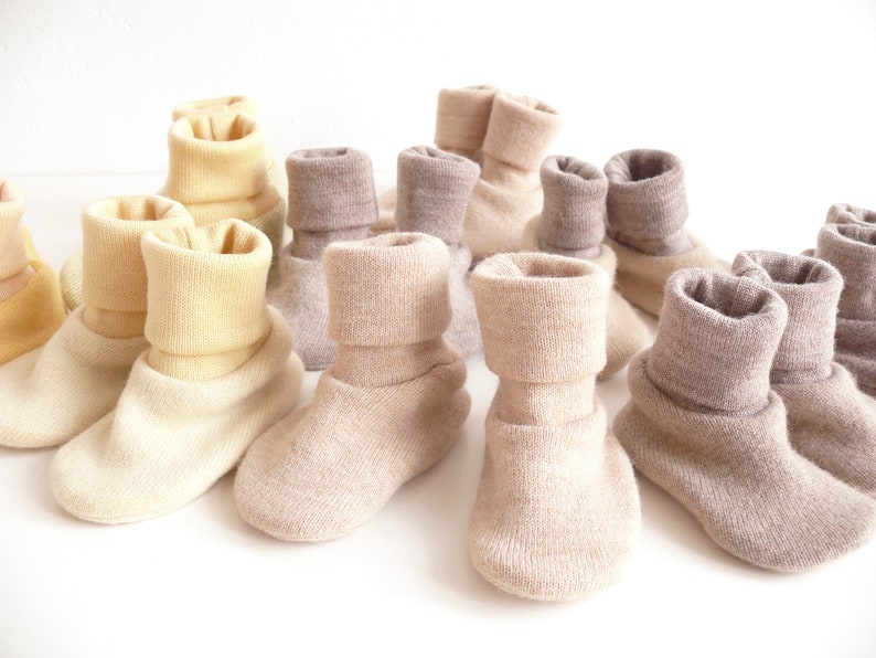 First Skirt 0-4 Months Baby Shoes Newborn Shoes Brown Merino Wool Cashmere Silk Upcycled