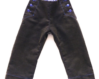 Corduroy trousers in sailor style 92/98 dark brown upcycling sailor trousers, festive children's trousers