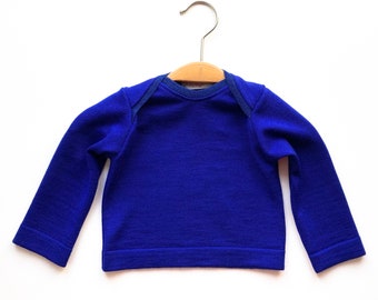 Baby sweater, 100% merino wool, 62/68, royal blue, upcycling, long-sleeved shirt, wool shirt for babies