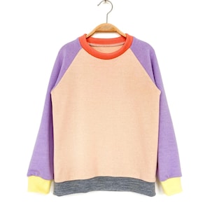 Wool sweater size 134 in color variations / Upcycled children&#39;s sweater made of 100% merino wool / Raglan sweater for children / kronjuwel sweater