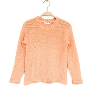 Maglione in cashmere, taglia 134, albicocca / Maglione riciclato, tinta unita, 100% cashmere / Maglione a maglia grossa, bambina, 8 anni