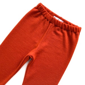 Leggings 100% Merino wool 98/104 rust orange upcycling wool pants for children Longie slim jogging pants image 3