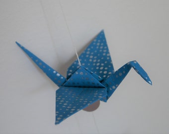 Origami Kranich Mobile Kette aus Chiyogami Papier