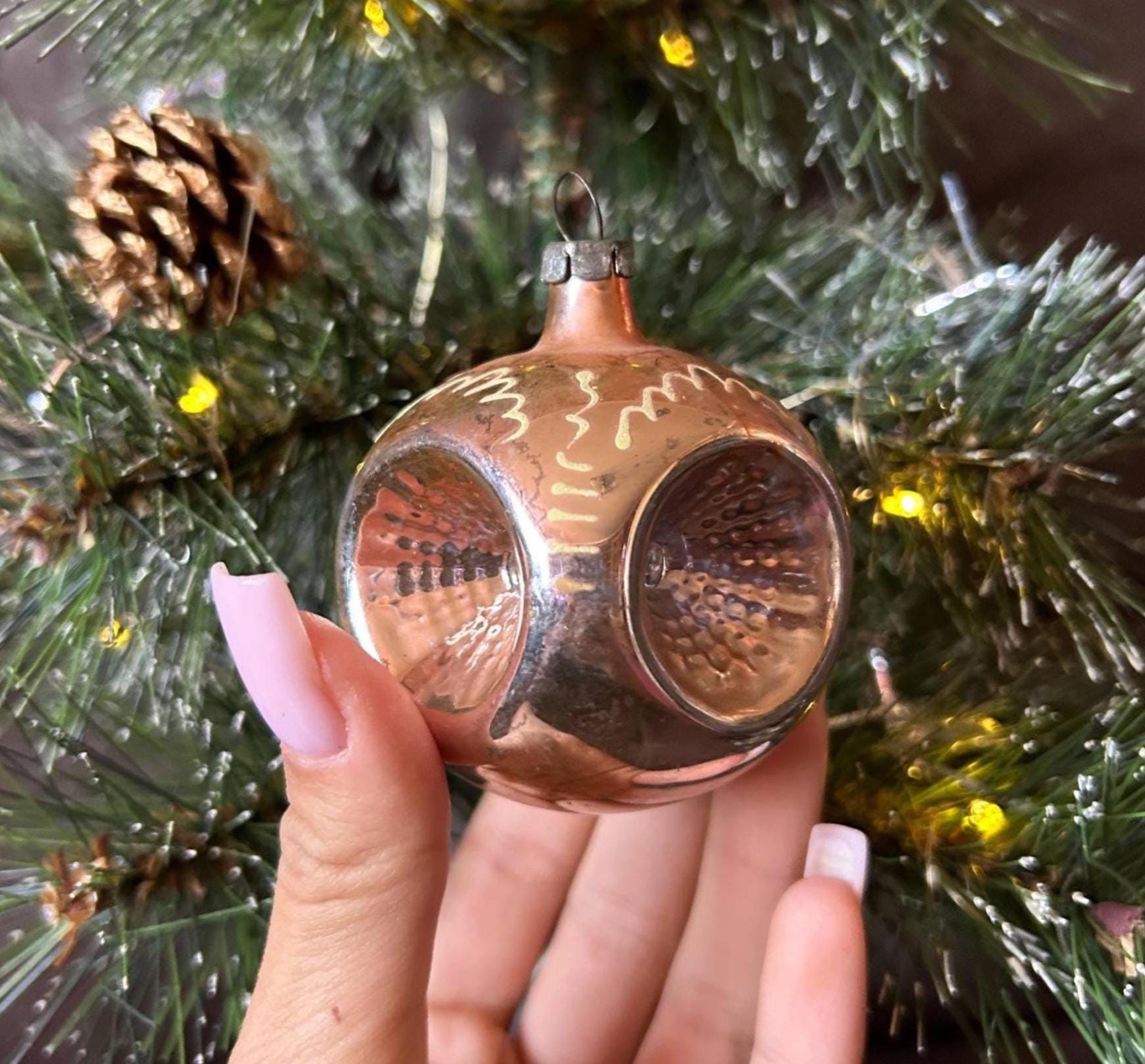 ヴィンテージソビエトクリスマスオーナメント3個セット - レトロな