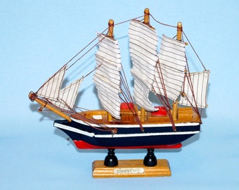 Vintage toy Retro souvenir Old decoration Wooden boat Collectible boat Toy boat Retro boat Rare ship Antique ship Model ship Ship gift