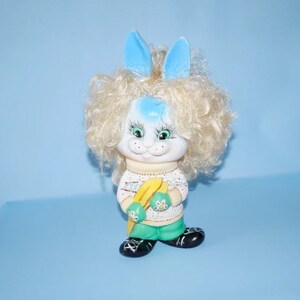 Vintage for kids Retro toy Vintage doll Toy hare Doll hare Hare decor Old toy Cartoon toy Soviet toy Rubber toy Kindergarten For children's
