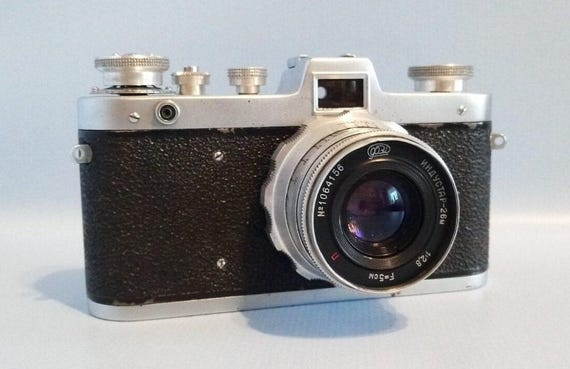 Vintage Zarya Film Camera Gift – Soviet 35mm Rangefinder Camera, Working Condition, USSR Retro Photography Gift