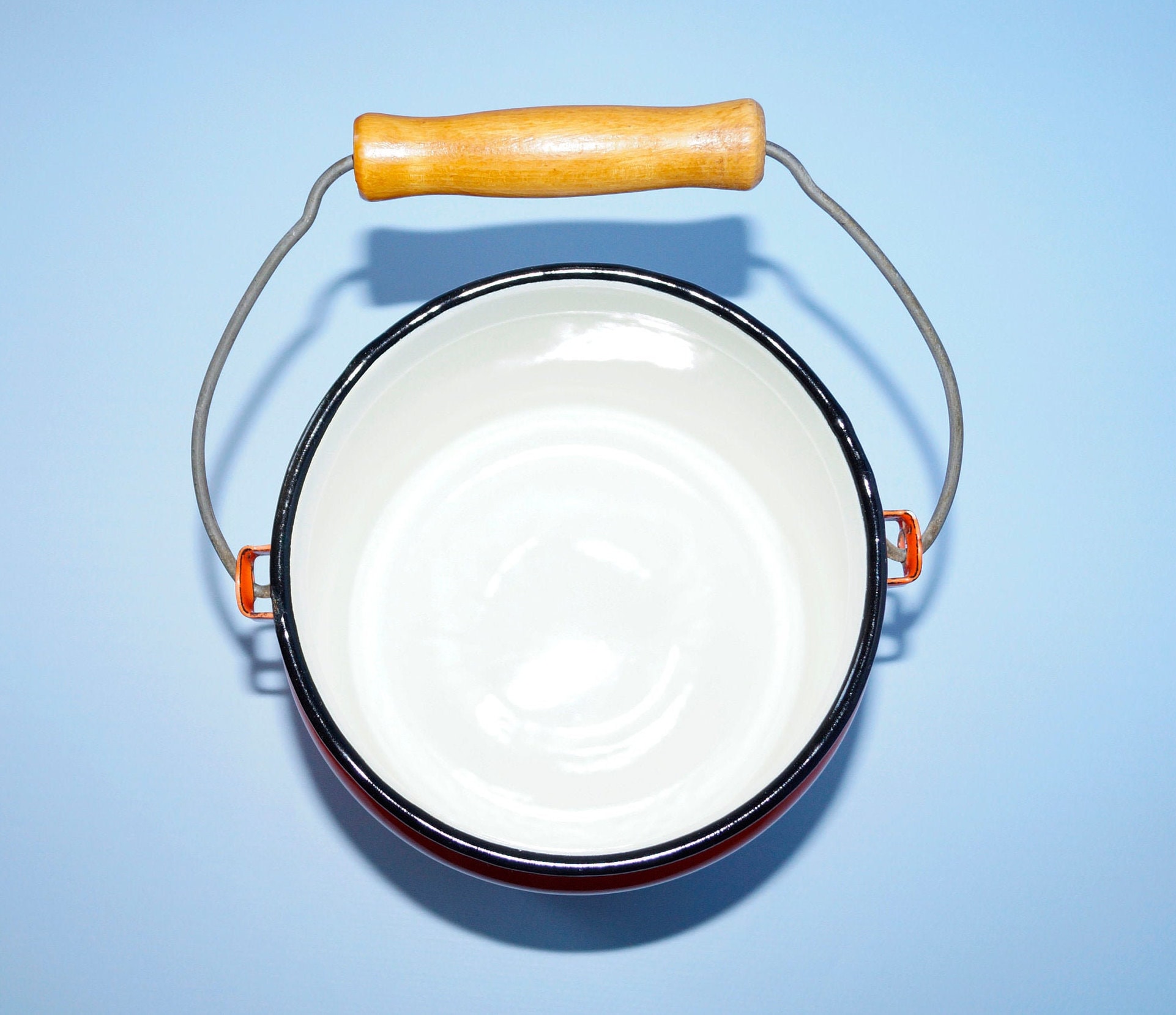 ヴィンテージソビエトエナメル缶、3L オレンジ水玉模様キッチン装飾