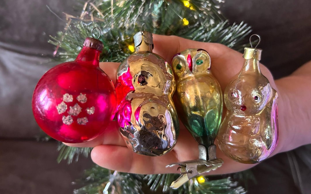 ソビエト ヴィンテージ ガラスオーナメント 4個セット クリスマス