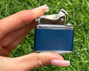 Briquet de table en cuir Mid-Century - Cadeau pour fumeur rétro à collectionner