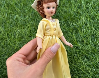 Vintage Porcelain Doll - Collectible Lady Figurine, Yellow Satin Dress