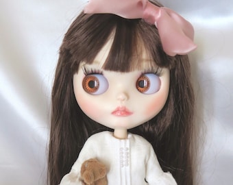 Sarah - Romantische Blythe Puppe glatte Haare dunkelbraun leicht modifiziert nackt oder mit Kleidung Gelenkpuppe 1/6 Puppe 30 cm