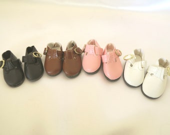 Cute doll shoes black white pink brown faux leather metal clip 4.5 x 2 cm doll BJD 60 cm YOSD smart dolls