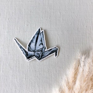 Origami kraanvogel sticker, waterfles sticker