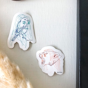 Paquet d’autocollant de visage de lion et d’oiseau, autocollant de waterbottle