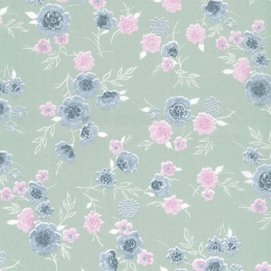 Cardiff flowers pale green rosé Westfalenfabrics image 1