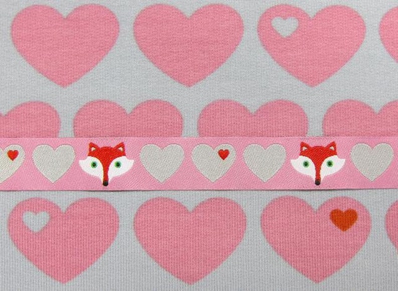 2 m 1.70EUR/meter bygraziela weaving heart and fox pink-grey image 2