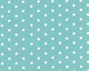 Capri stars white on turquoise - Westfalenstoffe