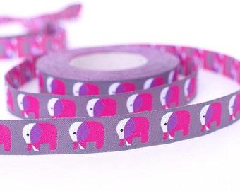 2 m (1,70EUR/meter) bienvenido colorido weaving ribbon elephant grey-pink