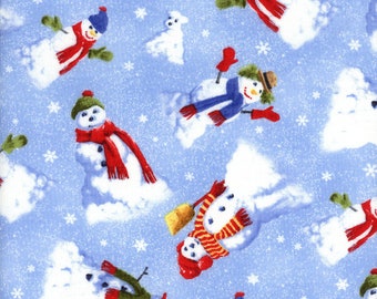 Wilmington Prints "Snow Day" Light Blue - Snowmen Winter