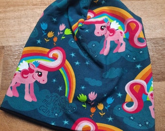 Wende Beanie Regenbogen Einhorn Gr 46-48