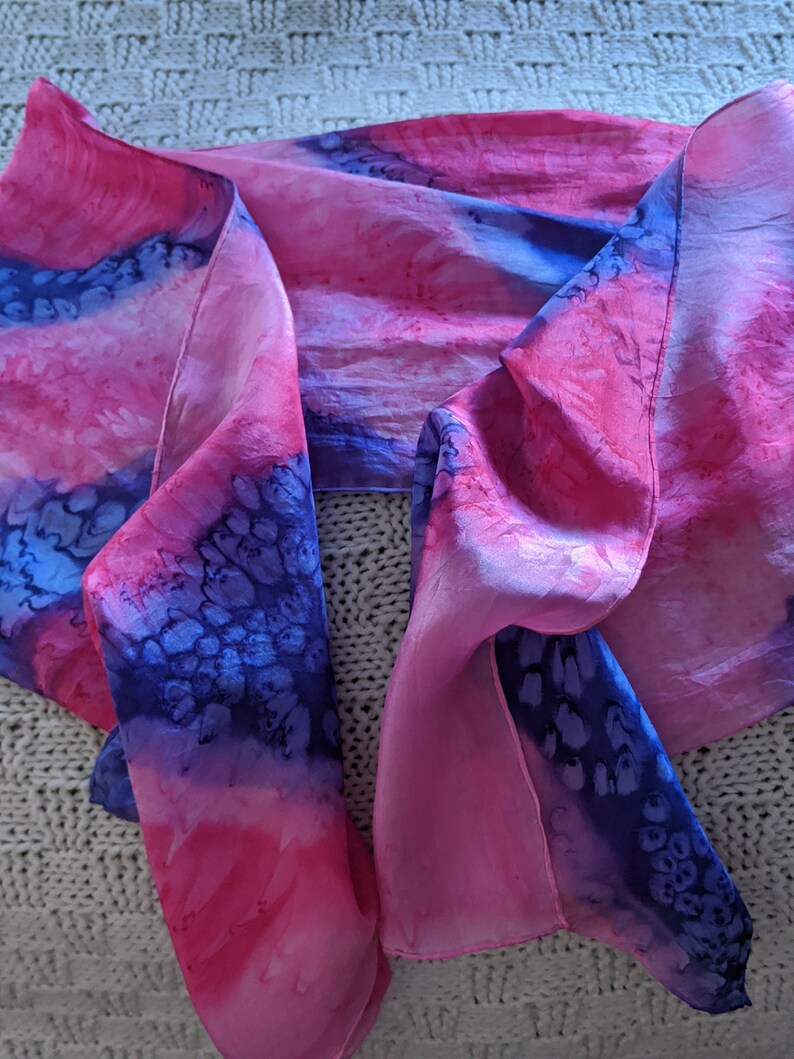 Silk Scarves Tie Died Silk Scarf Dark Tied Died Scarf Pink Etsy