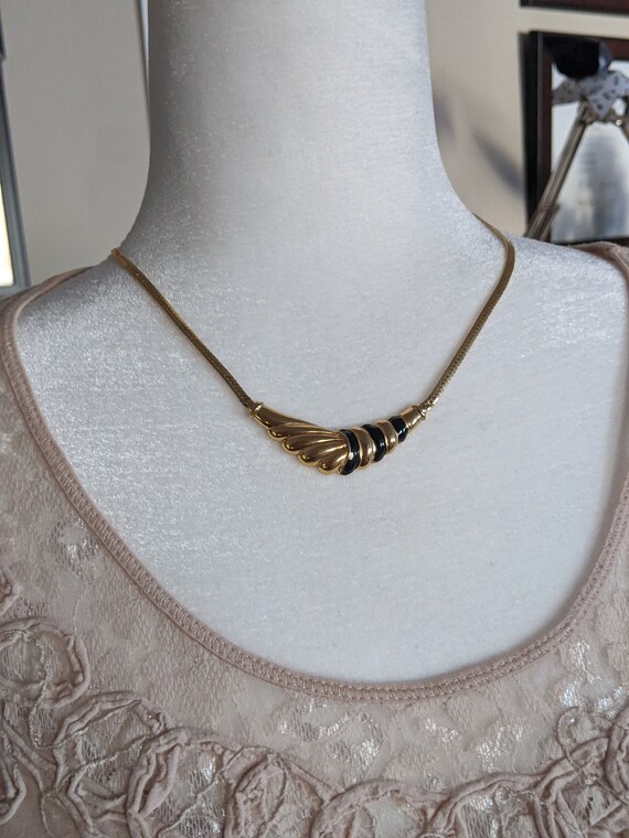 Costume jewelry Golden necklace Black and gold colors Thick Etsy