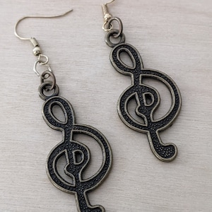 3D Printed Treble Clef Musical Notes EarringsNiobium EarringsNickel Free
