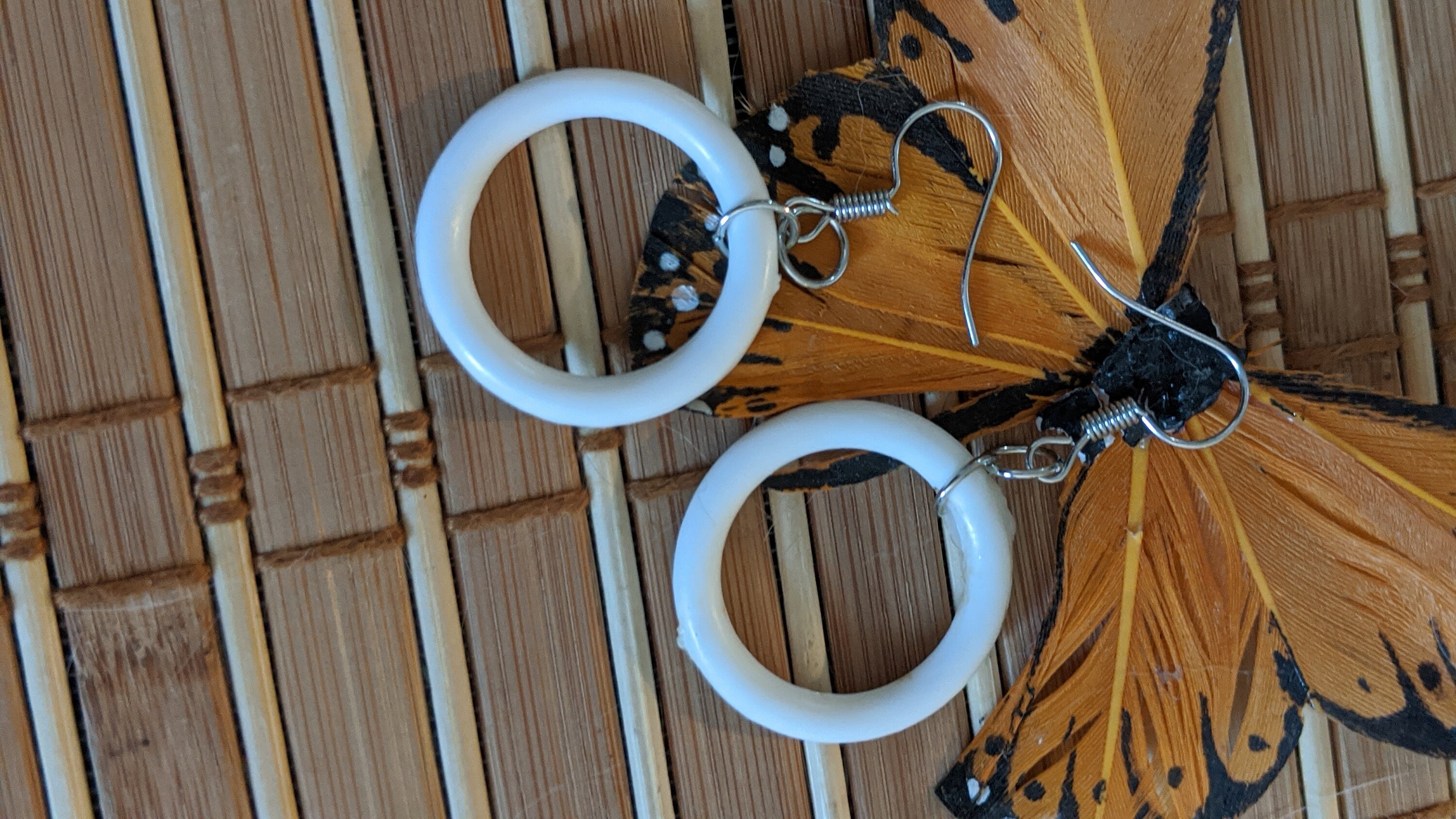 Repurposed Shower Curtain Ring Earrings White Ring Earrings Etsy