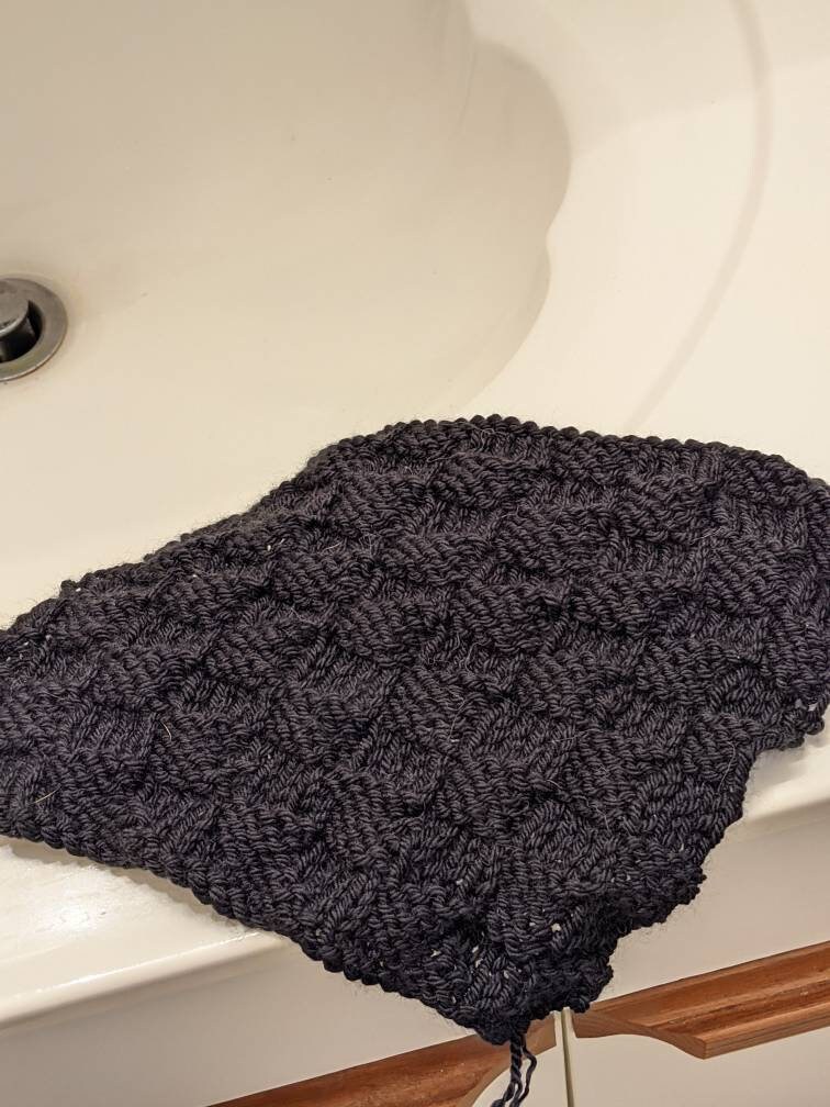 6 Black Washcloths Half a Dozen Black Washcloths Hand Knit Etsy UK