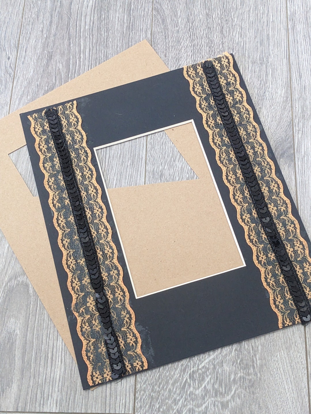 Black Frame Mat Black Cardboard Mat Black Mat Embellished Etsy
