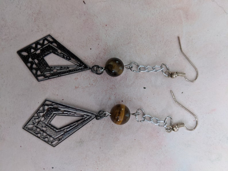 homemade art tigers eye lightweight earrings Lightweight earrings tigers eye dangly earrings dangly earrings black tigers eye earrings