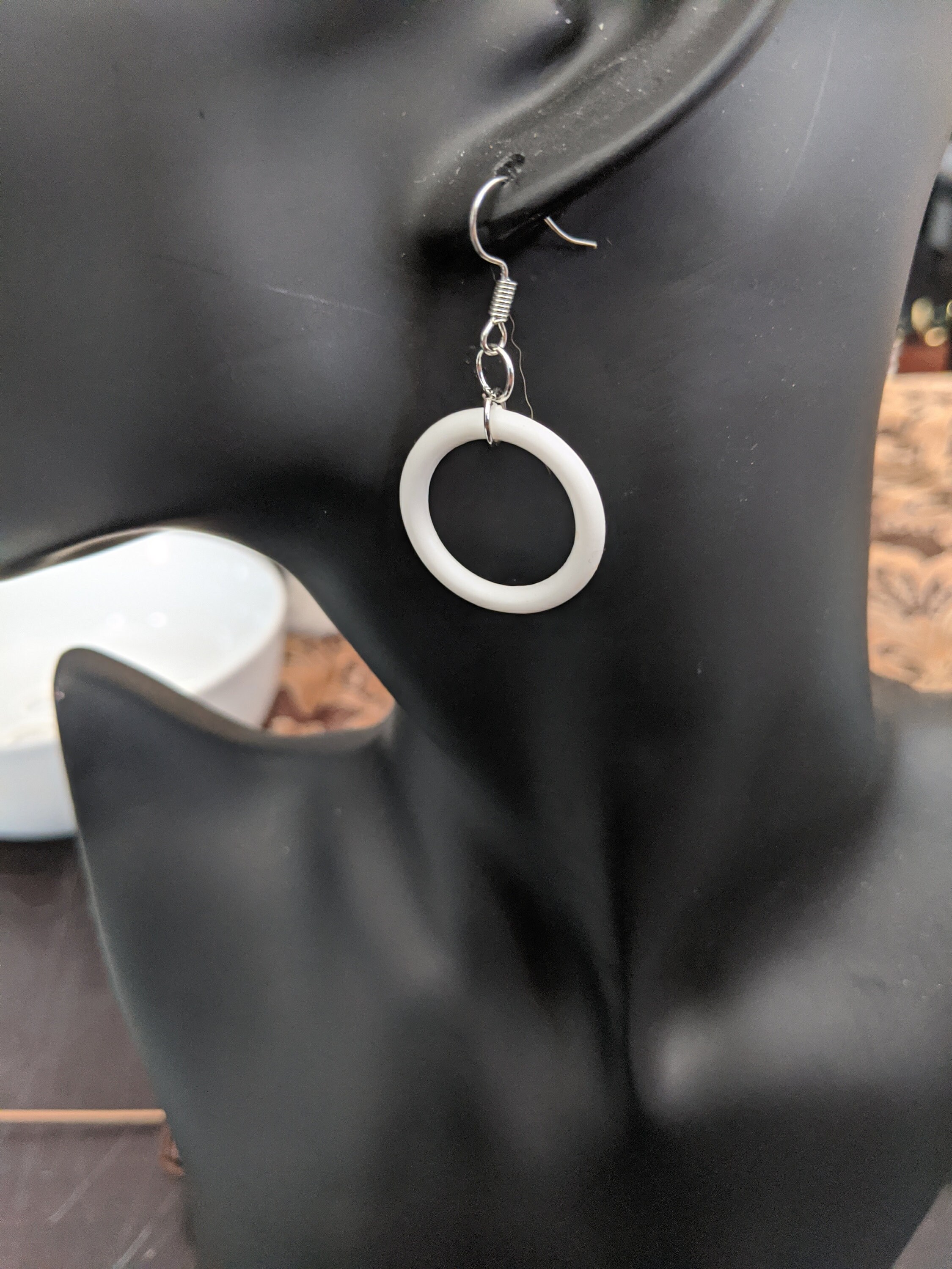 Repurposed Shower Curtain Ring Earrings White Ring Earrings Etsy