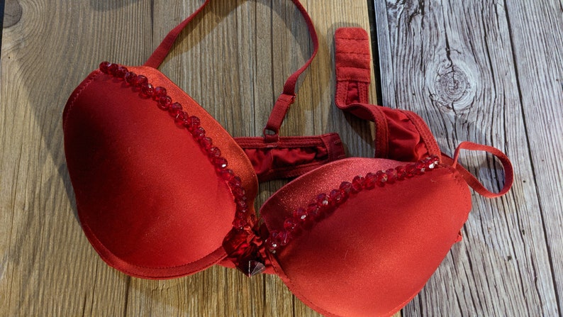 Hand Beaded Brassiere Hand Sewn Bra Red Beaded Lingerie | Etsy